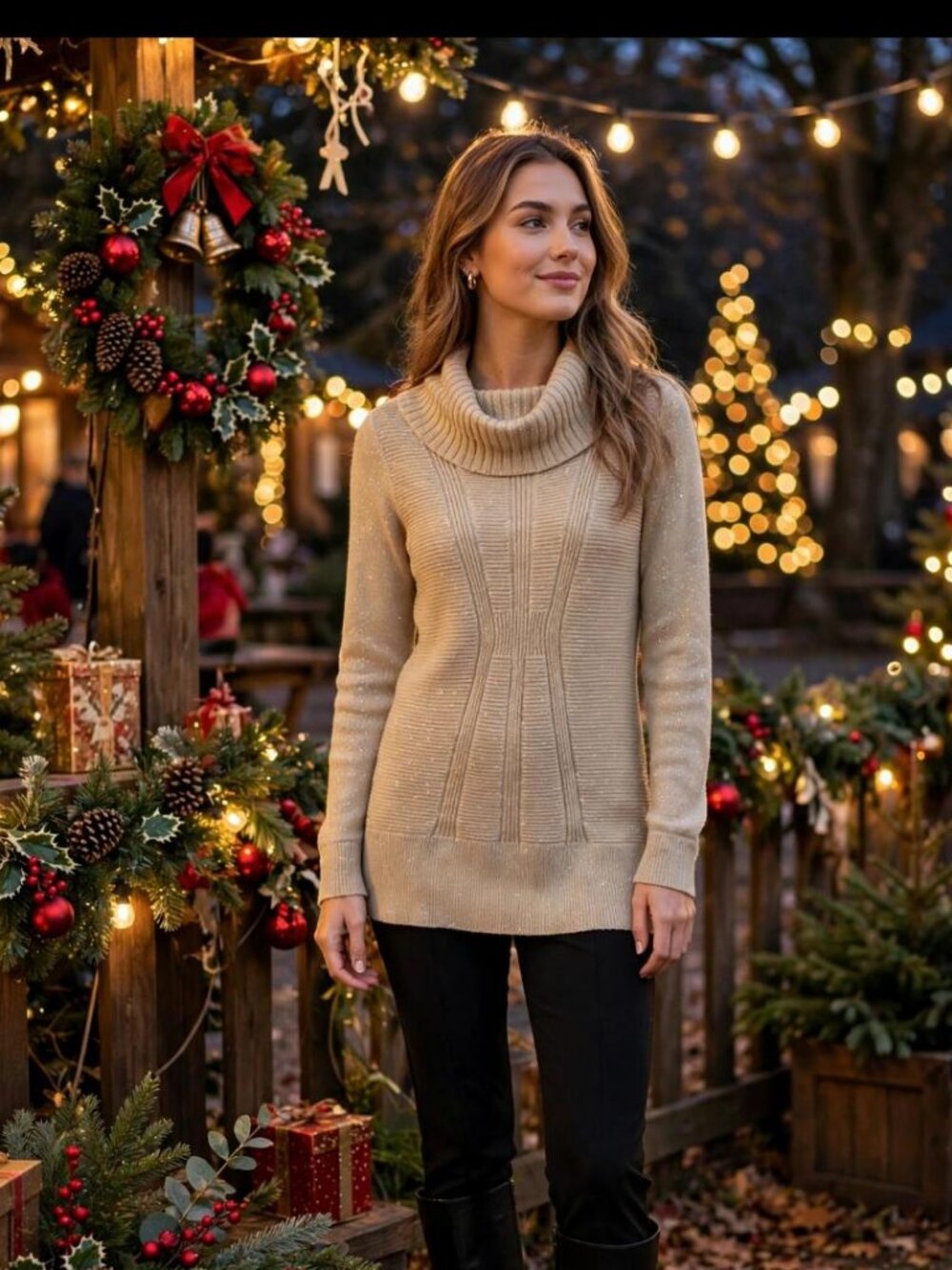 Style & Company Tunic Cowl Neck Sweater Sz Small Gold NWOT
